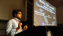 M. Rifat giving a talk at CHI2017 on Money, God, and SMS